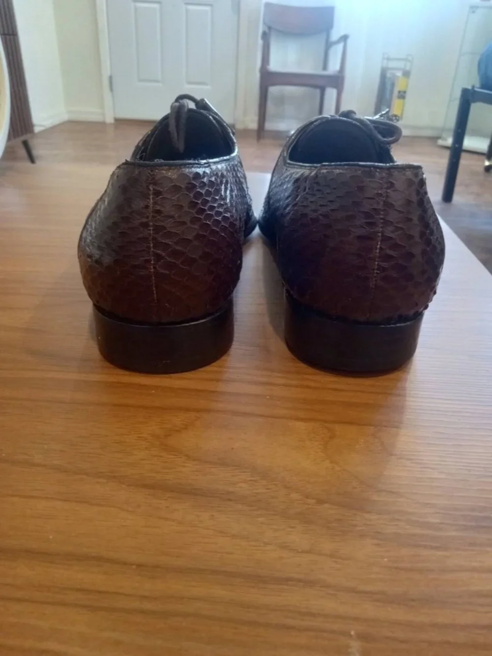 Stacey Adams Leather Real Snake Skin shoes with tassels on the shoe laces 9.5 M
